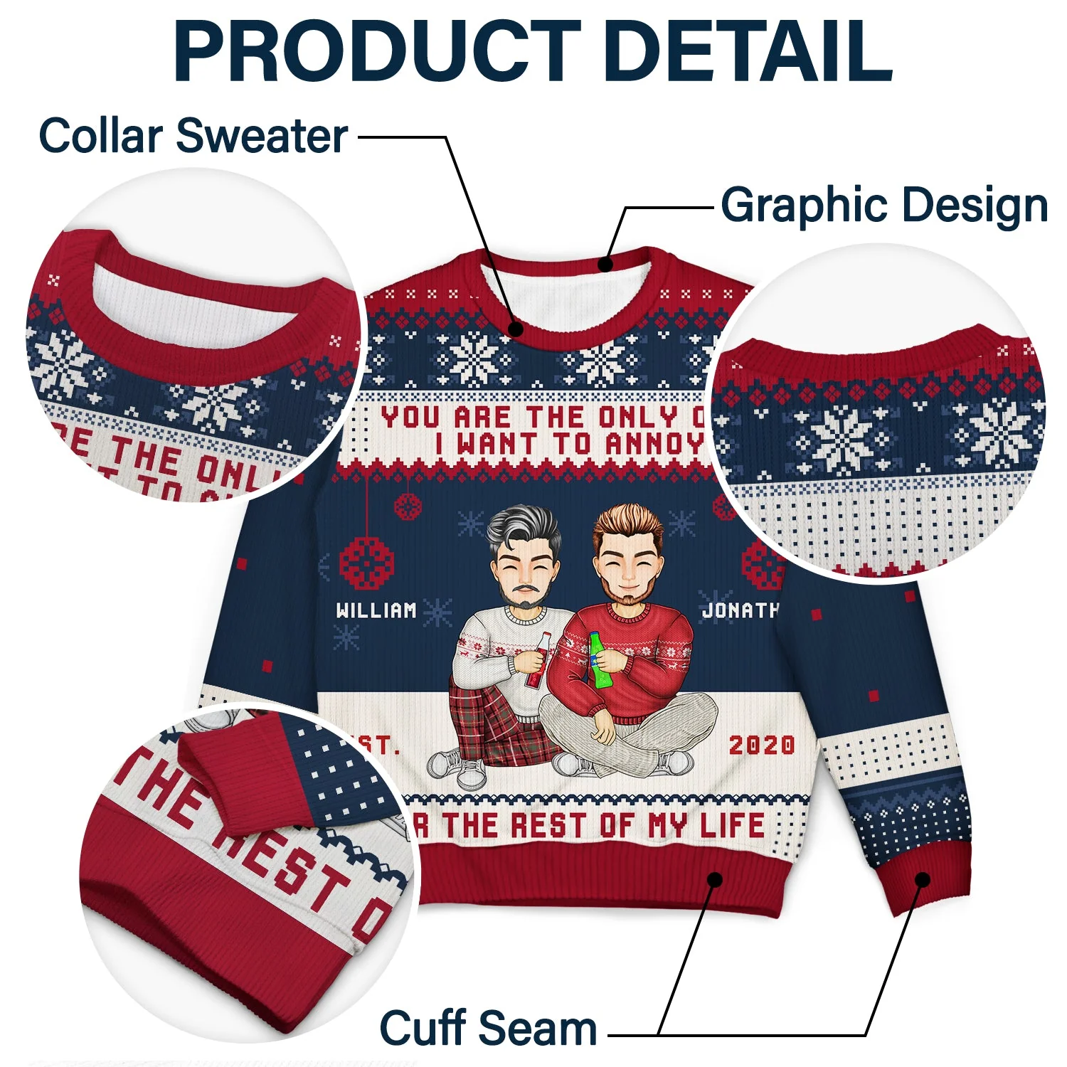 Christmas Couple Only One I Want To Annoy - Gift For Couples - Personalized Unisex Ugly Sweater - Image 6
