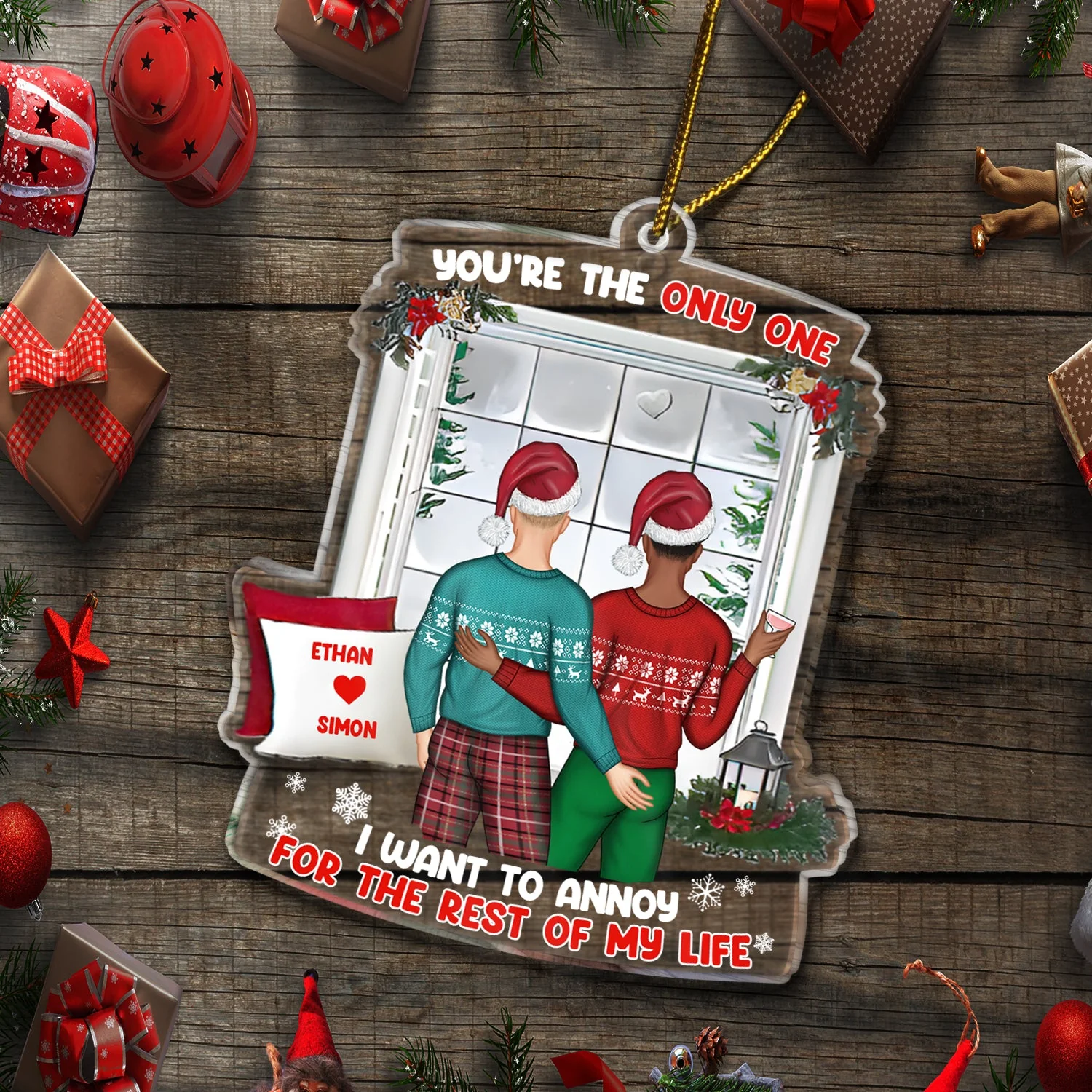 Christmas Couple Only One To Annoy - Gift For Couples - Personalized Custom Shaped Acrylic Ornament - Image 5