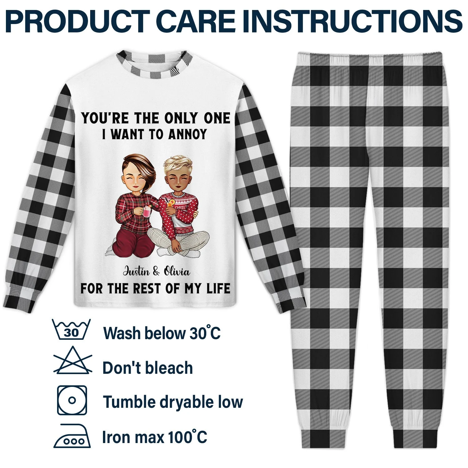 Christmas Couple Only One To Annoy - Gift For Couples - Personalized Unisex Pajamas Set - Image 6
