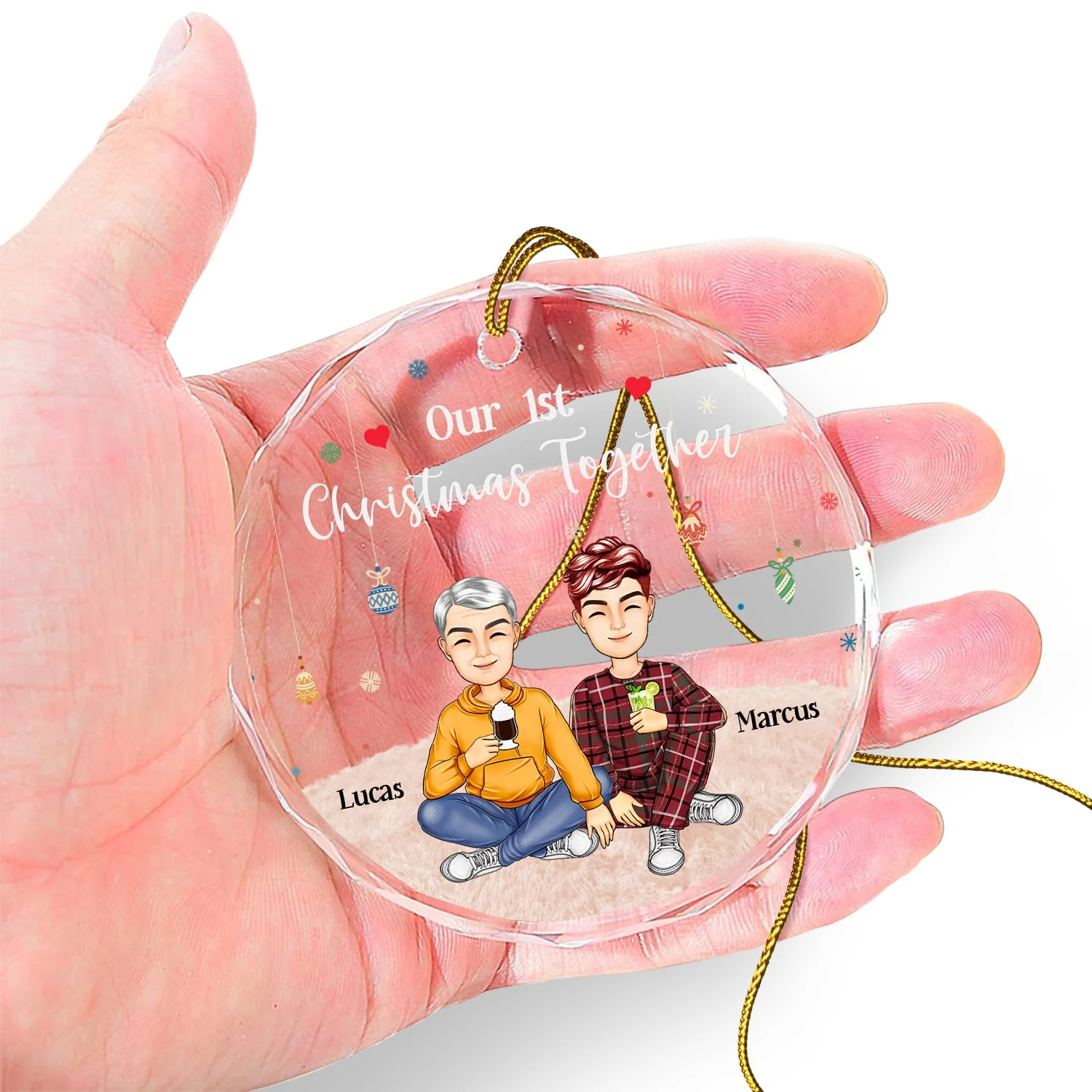Christmas Couple Our 15th Christmas Together - Gift For Couples - Personalized Circle Glass Ornament - Image 4