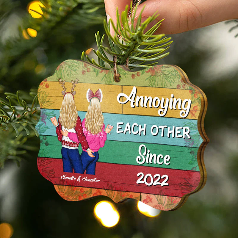Christmas Couple Pallet I Want To Annoy For The Rest Of My Life - Personalized Wooden Ornament - Image 2