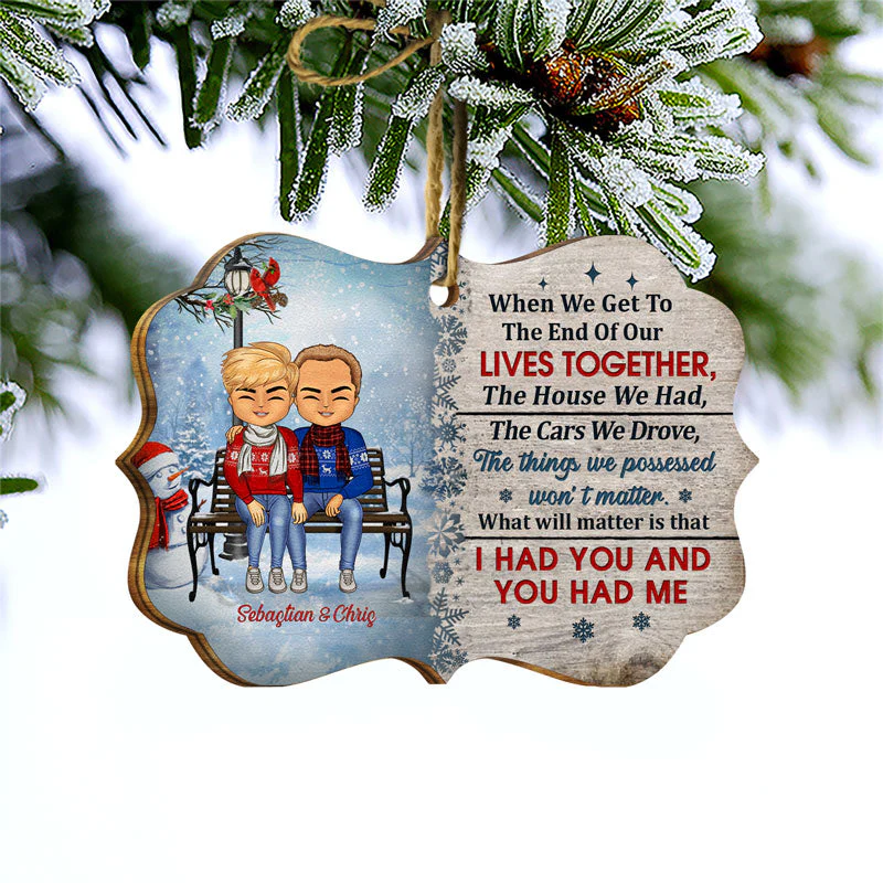Christmas Couple The Day I Met You - Christmas Gift For Couple Husband And Wife - Personalized Wooden Ornament - Image 3
