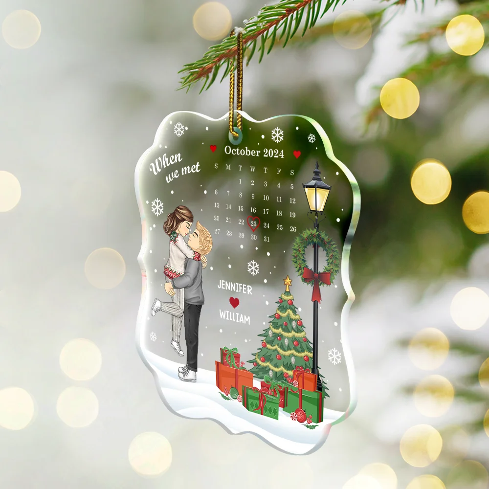 Christmas Couple The Day Our Journey Began - Personalized Custom Shaped Acrylic Ornament - Image 2