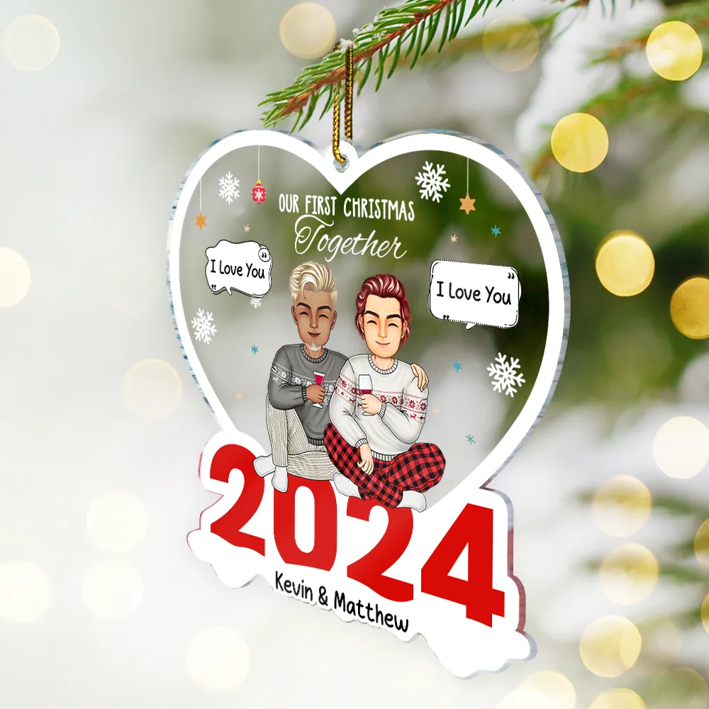 Christmas Couple The Year We Became Mr. & Mrs. - Personalized Cutout Acrylic Ornament - Image 2