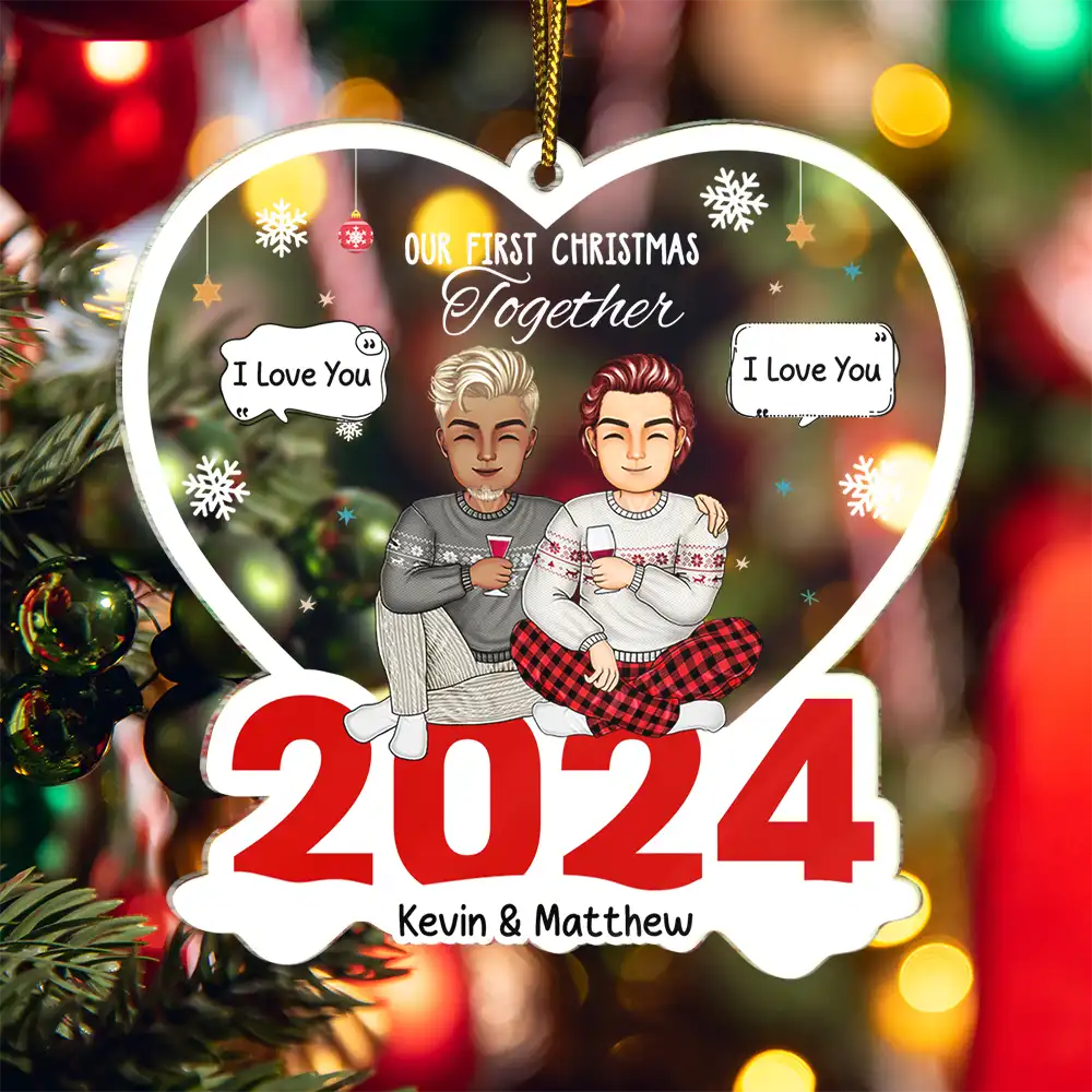 Christmas Couple The Year We Became Mr. & Mrs. - Personalized Cutout Acrylic Ornament - Image 5