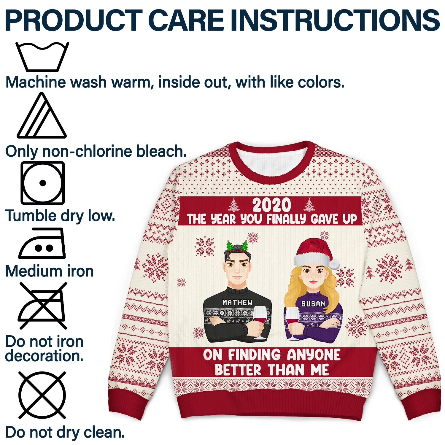 Christmas Couple The Year You Finally Gave Up - Gift For Couples - Personalized Unisex Ugly Sweater - Image 7