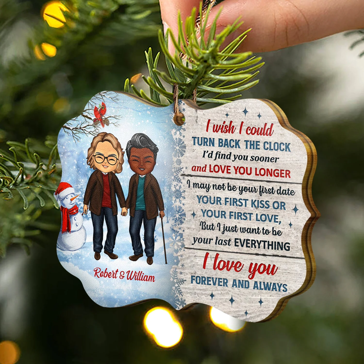 Christmas Couple Turn Back The Clock - Christmas Gift For Couple - Personalized Wooden Ornament - Image 2