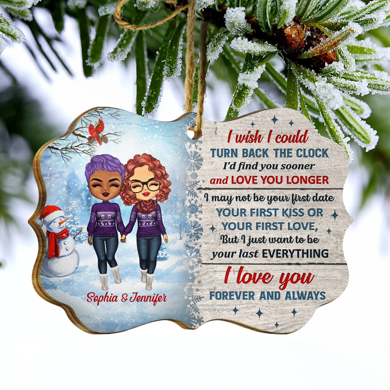 Christmas Couple Turn Back The Clock - Christmas Gift For Couple - Personalized Wooden Ornament - Image 3