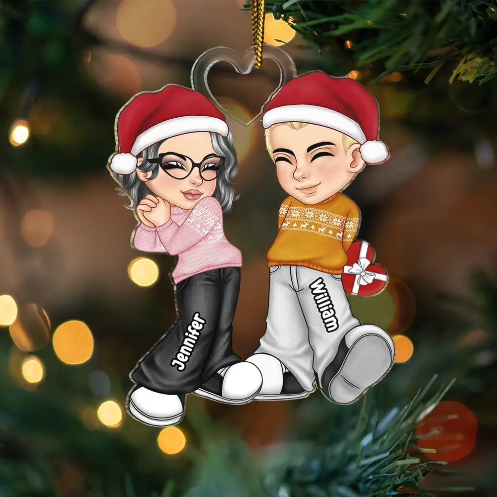 Christmas Couple Y2K - Personalized Cutout Acrylic Ornament - Image 3