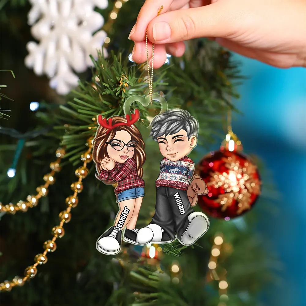 Christmas Couple Y2K - Personalized Cutout Acrylic Ornament - Image 4