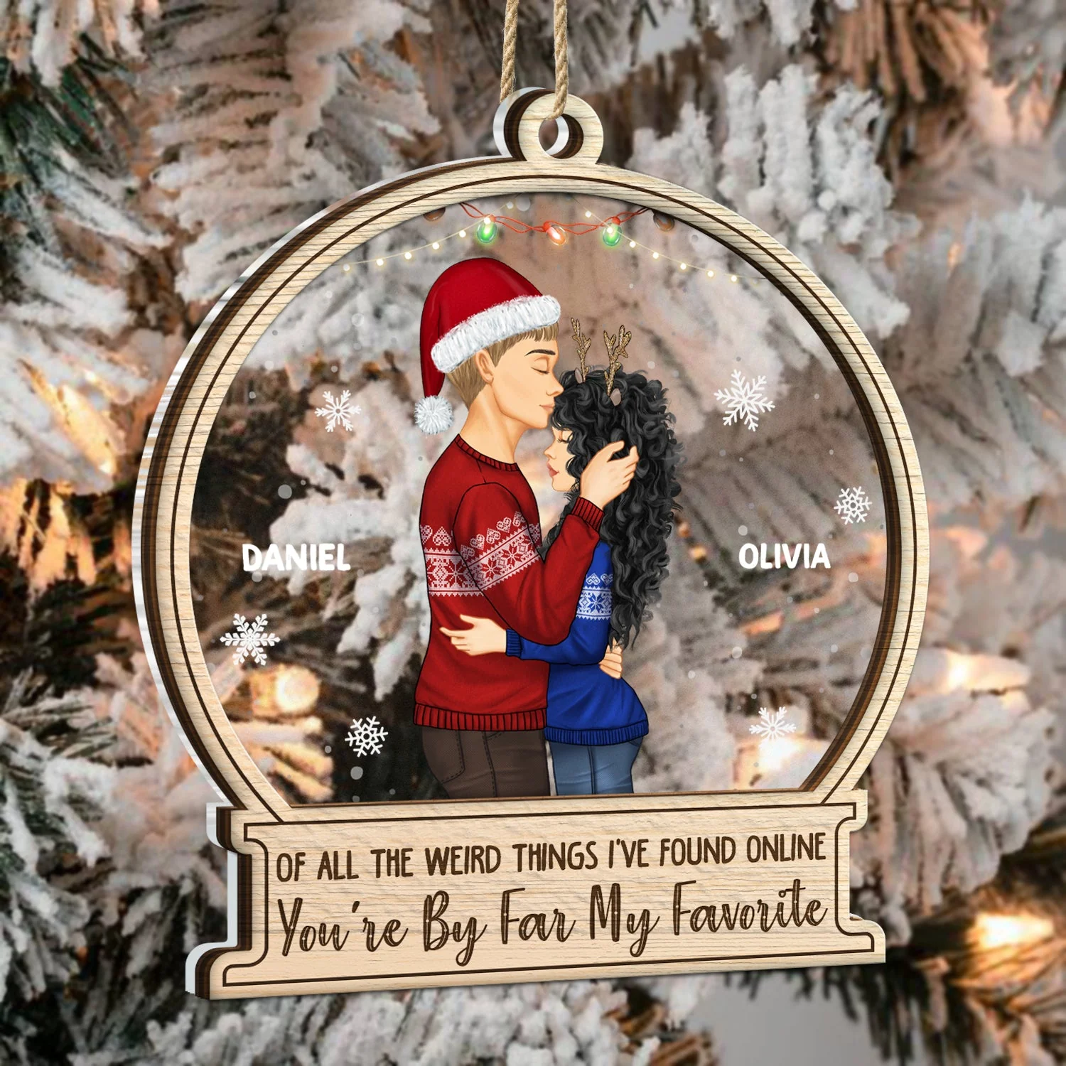Christmas Couple You Are By Far My Favorite - Gift For Couples - Personalized 2-Layered Mix Ornament - Image 3