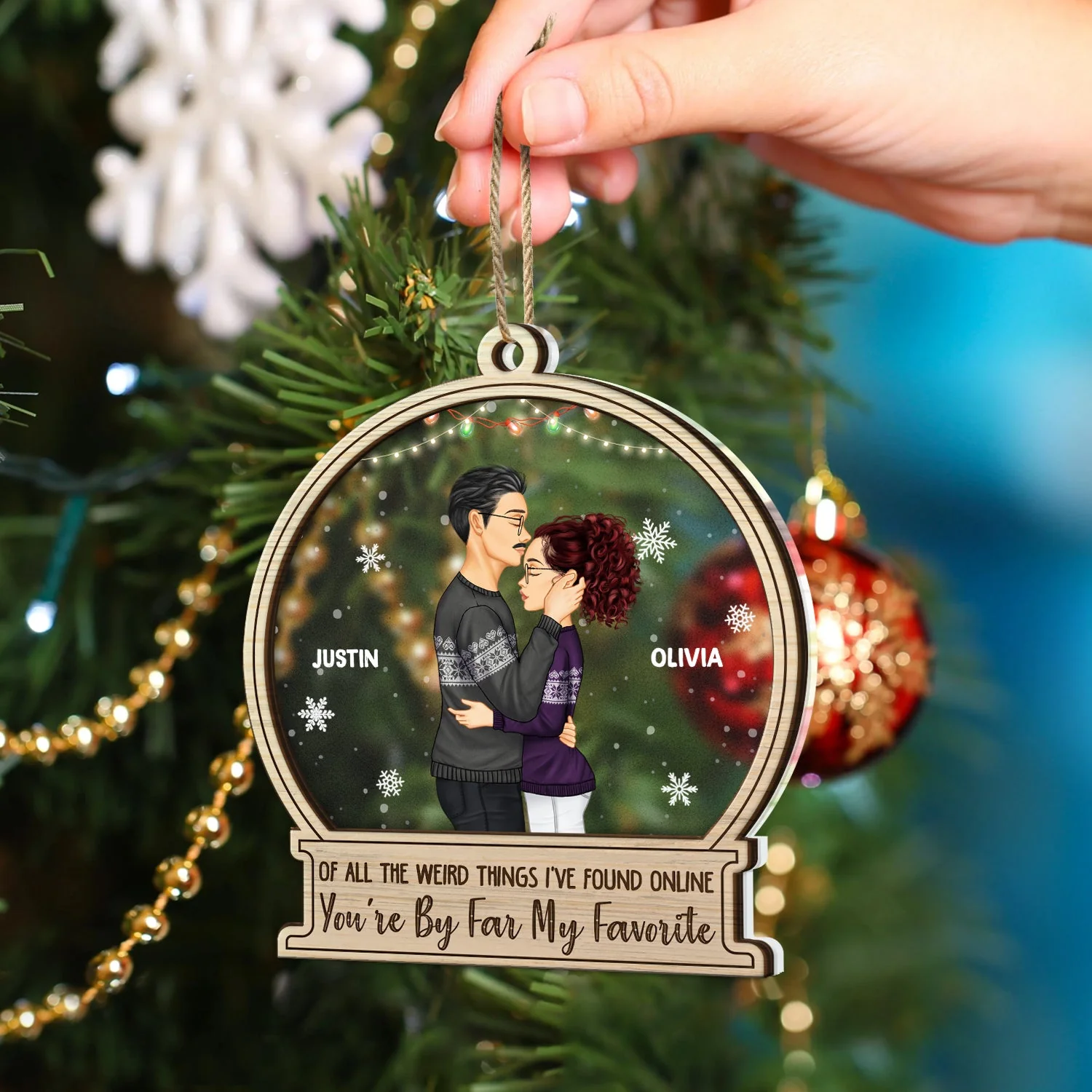 Christmas Couple You Are By Far My Favorite - Gift For Couples - Personalized 2-Layered Mix Ornament - Image 4