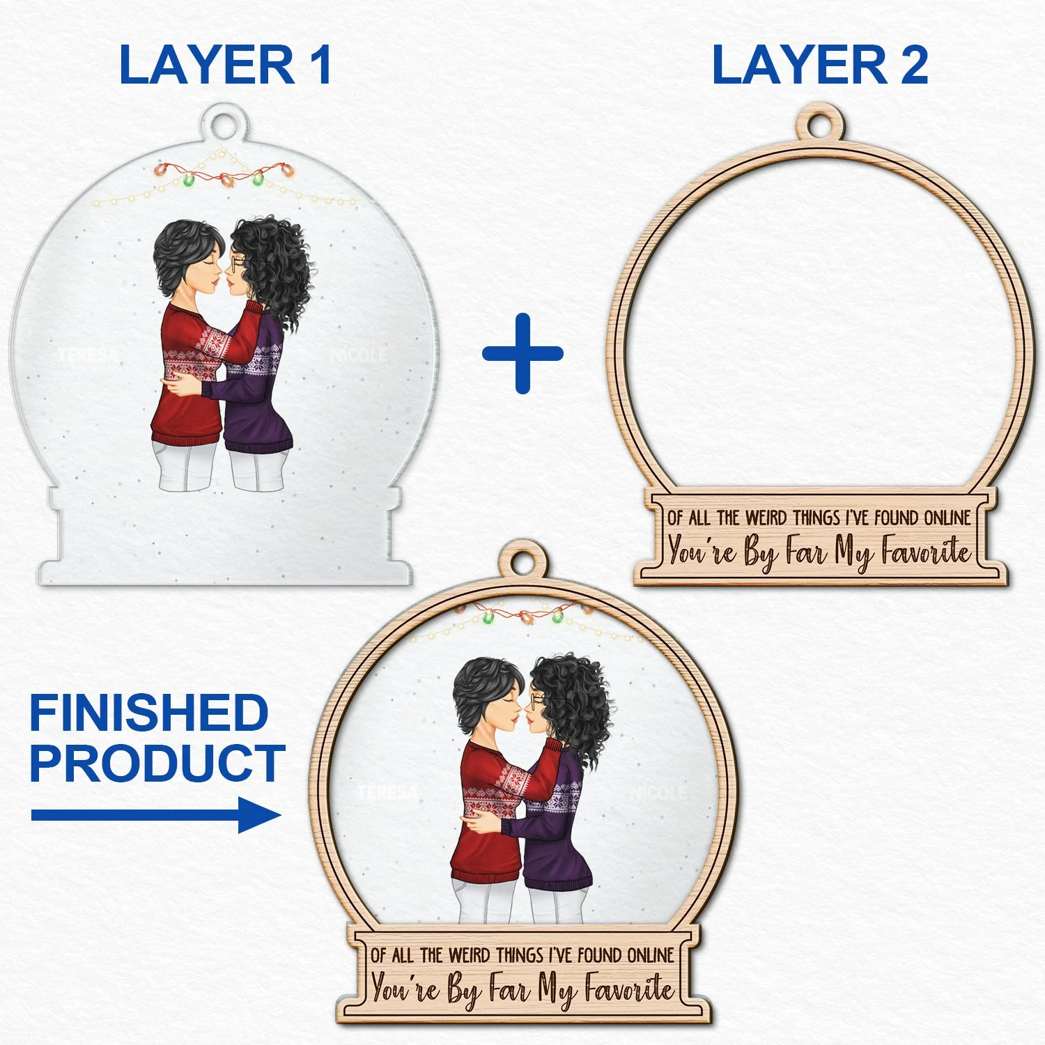 Christmas Couple You Are By Far My Favorite - Gift For Couples - Personalized 2-Layered Mix Ornament - Image 6