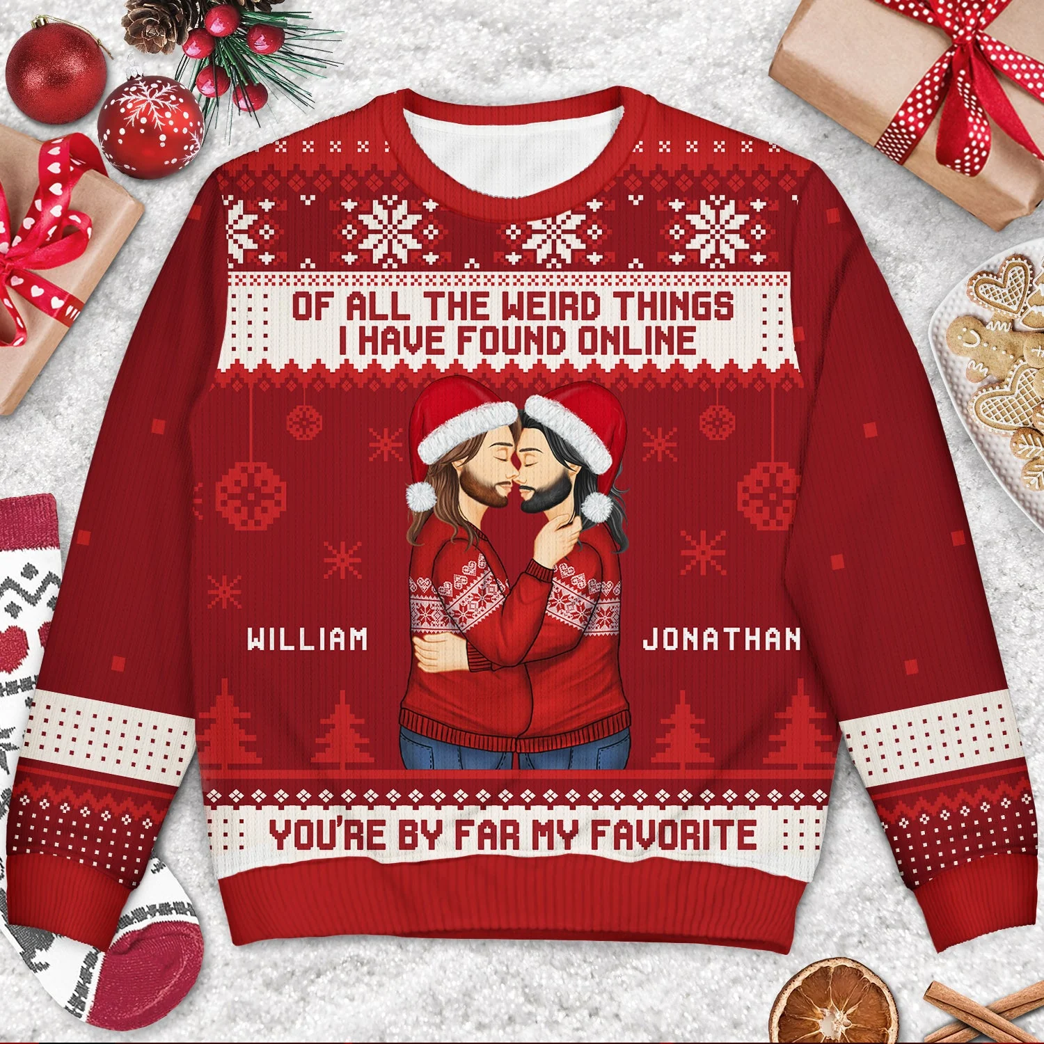 Christmas Couple You Are My Favorite By Far - Gift For Couples - Personalized Unisex Ugly Sweater - Image 3