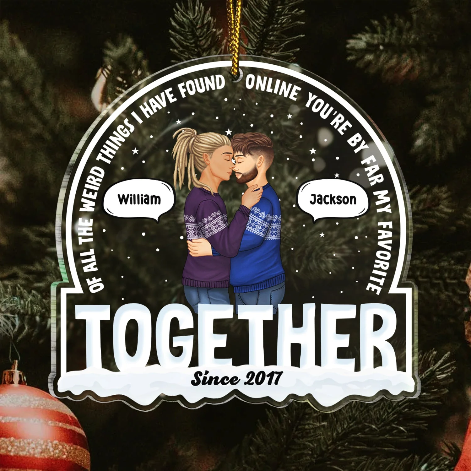 Christmas Couple You Are My Favorite By Far Online - Gift For Couples - Personalized Custom Shaped Acrylic Ornament - Image 3