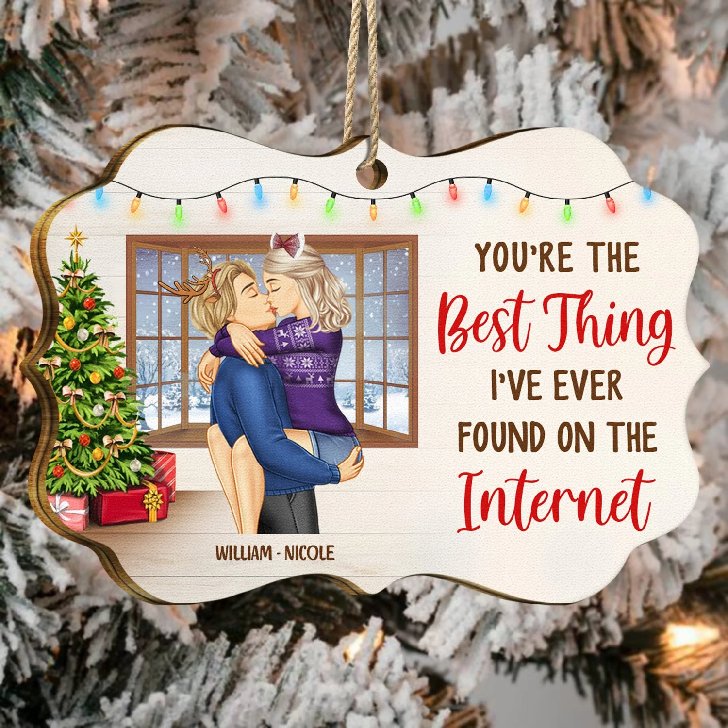 Christmas Couple You Are The Best Things - Gift For Couples - Personalized Medallion Wooden Ornament - Image 4