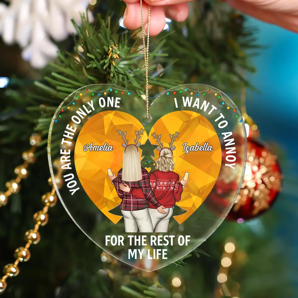 Christmas Couple You Are The Only One Stained Glass - Personalized Custom Shaped Acrylic Ornament - Image 4