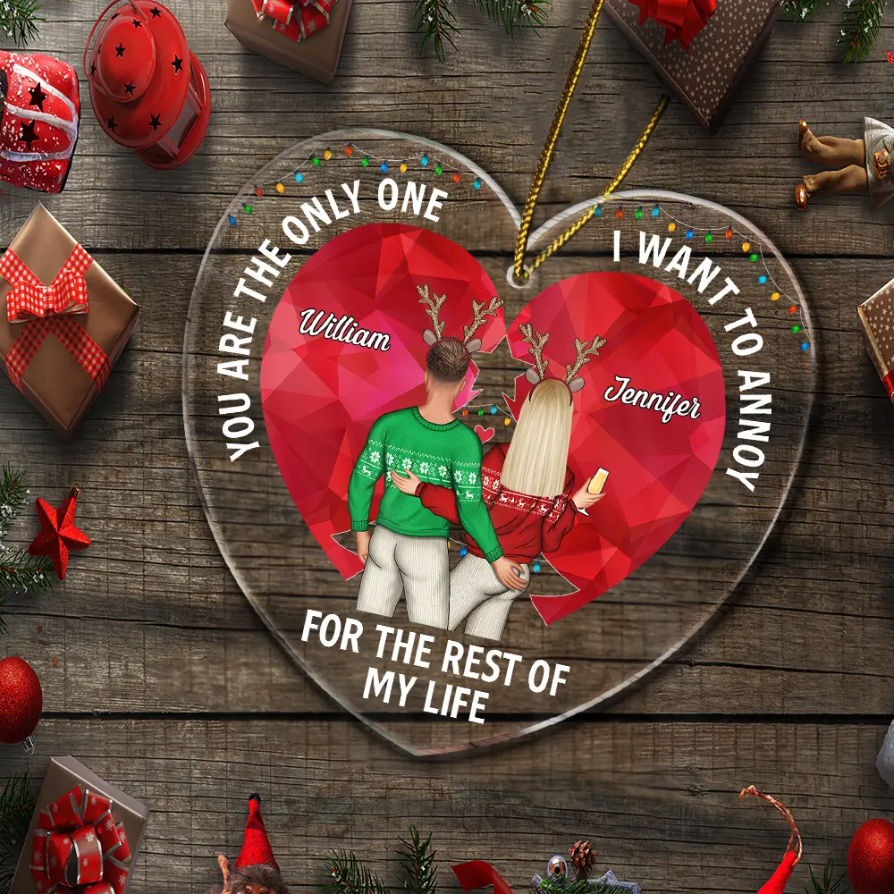 Christmas Couple You Are The Only One Stained Glass - Personalized Custom Shaped Acrylic Ornament - Image 5
