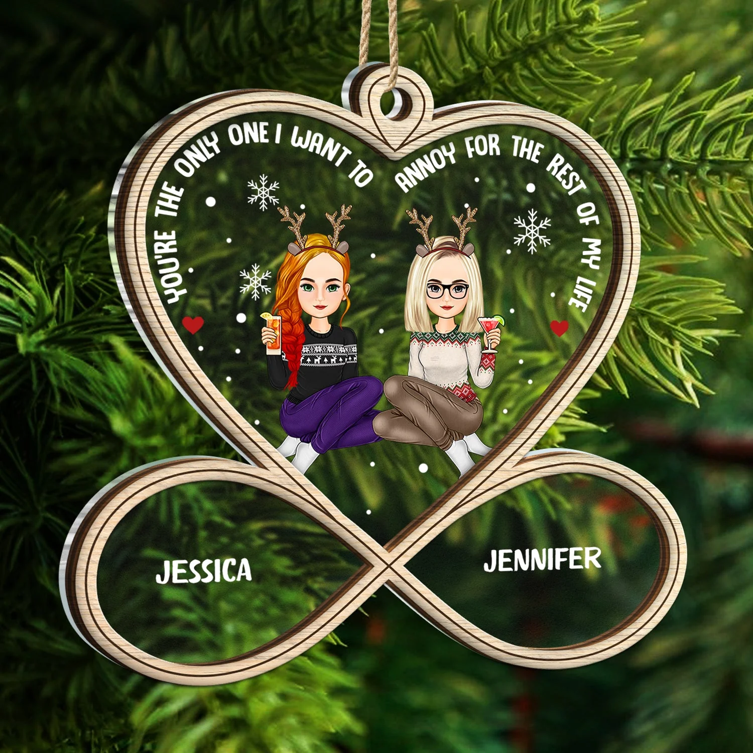 Christmas Couple You're The Only One - Gift For Couples - Personalized 2-Layered Mix Ornament - Image 5