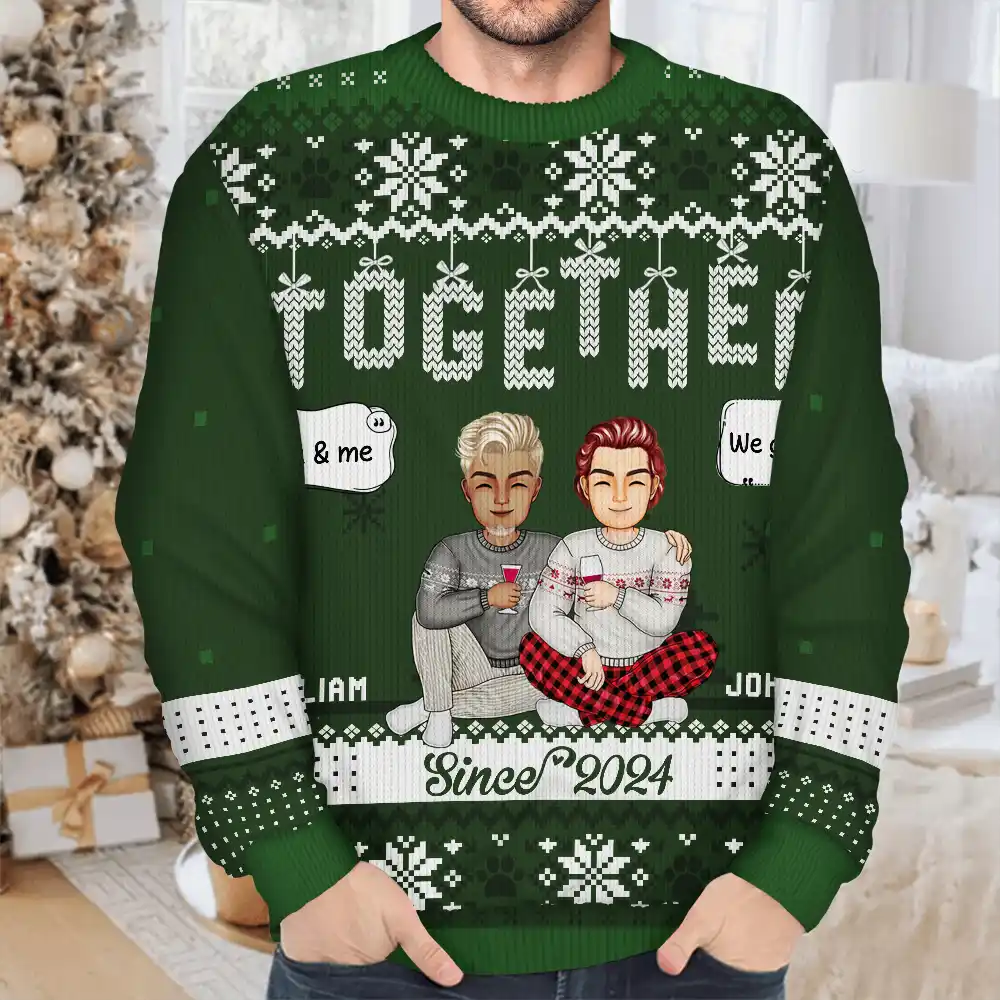 Christmas Couples Together Since - Personalized Unisex Ugly Sweater - Image 4