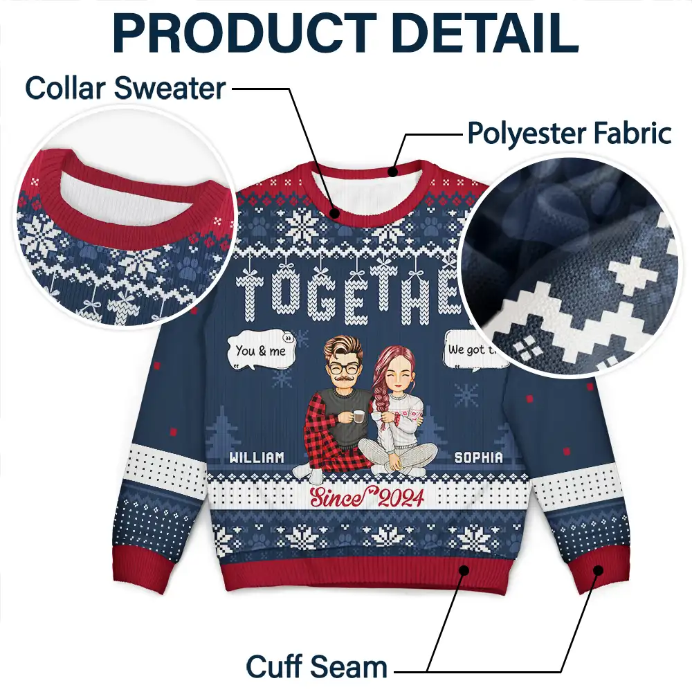 Christmas Couples Together Since - Personalized Unisex Ugly Sweater - Image 6