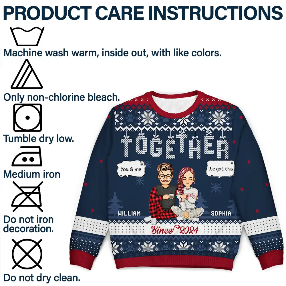 Christmas Couples Together Since - Personalized Unisex Ugly Sweater - Image 7