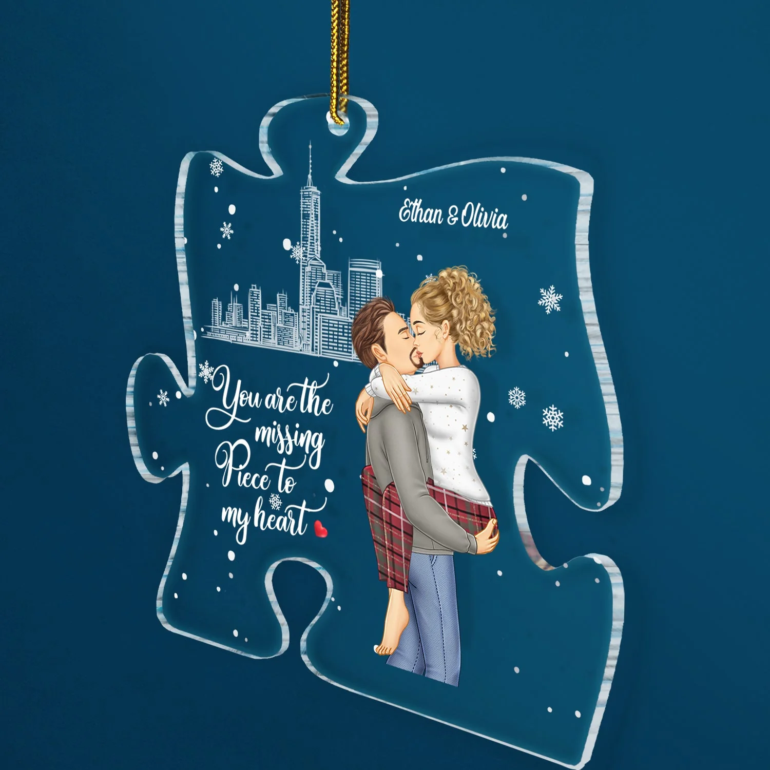Christmas Couples You Are The Missing Piece To My Heart - Gift For Couples - Personalized Custom Shaped Acrylic Ornament - Image 2