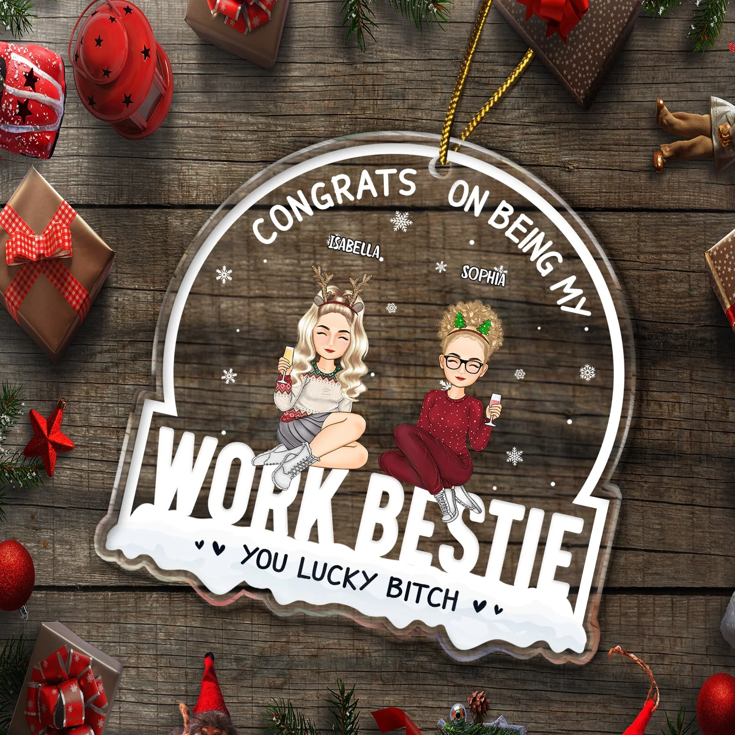 Christmas Coworker Congrats On Being My Work Bestie - Gift For Colleagues - Personalized Custom Shaped Acrylic Ornament - Image 5