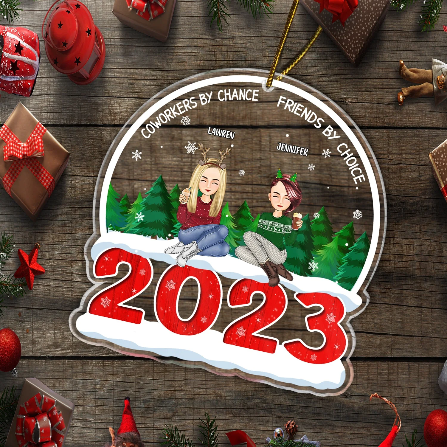 Christmas Coworkers By Chance - Gift For Colleagues - Personalized Custom Shaped Acrylic Ornament - Image 5