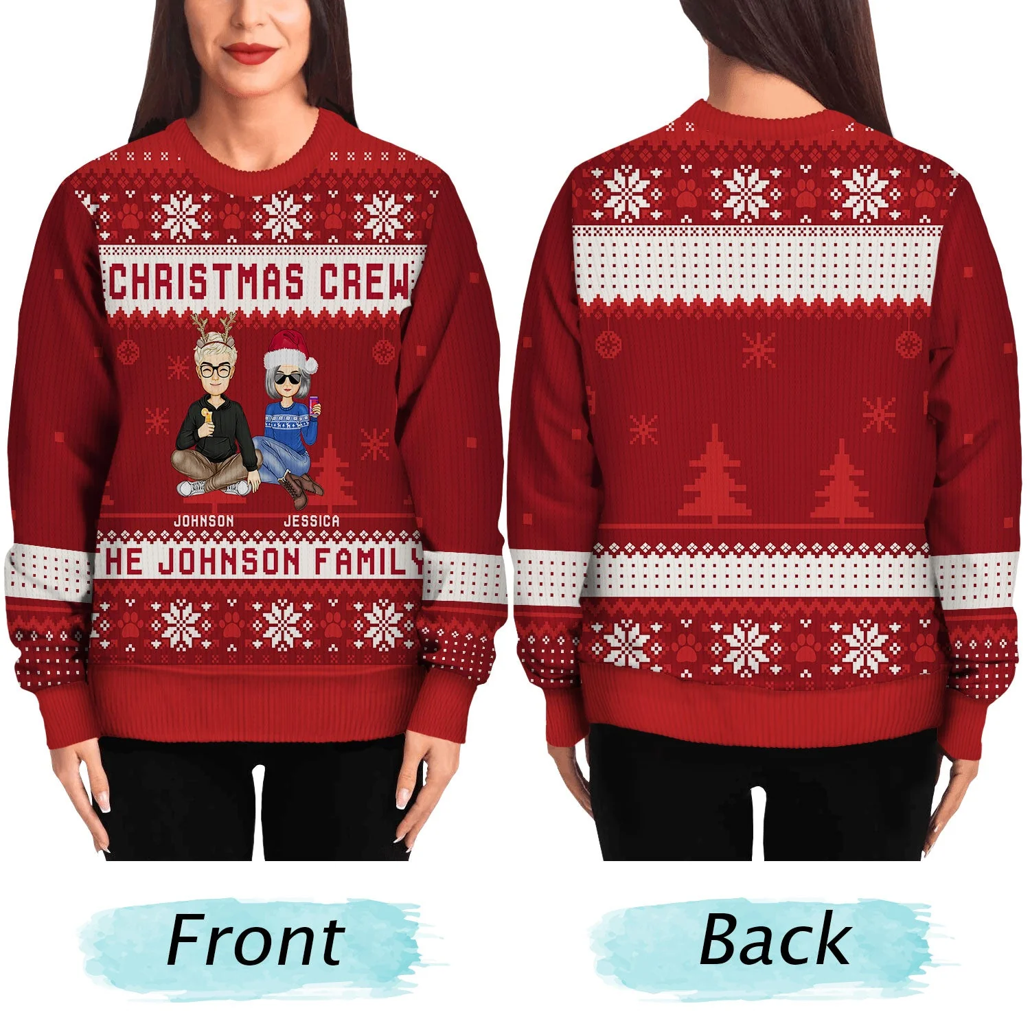 Christmas Crew - Gift For Family - Personalized Unisex Ugly Sweater - Image 6