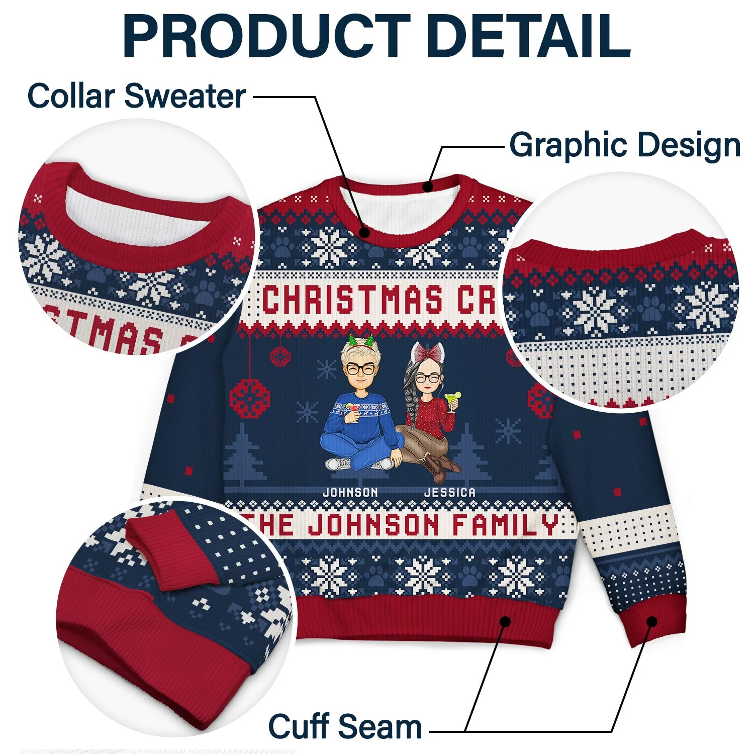 Christmas Crew - Gift For Family - Personalized Unisex Ugly Sweater - Image 7