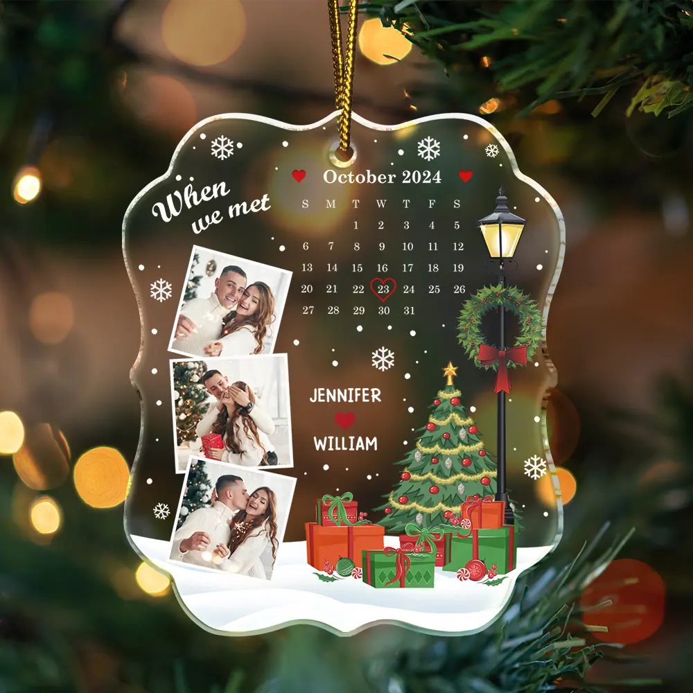 Christmas Custom Photo Calendar The Day Our Journey Began - Personalized Custom Shaped Acrylic Ornament - Image 3