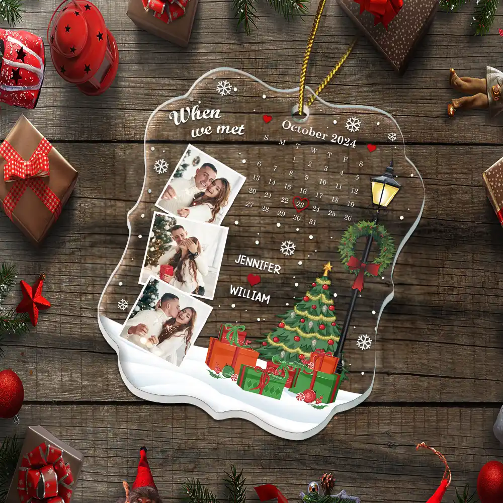 Christmas Custom Photo Calendar The Day Our Journey Began - Personalized Custom Shaped Acrylic Ornament - Image 5