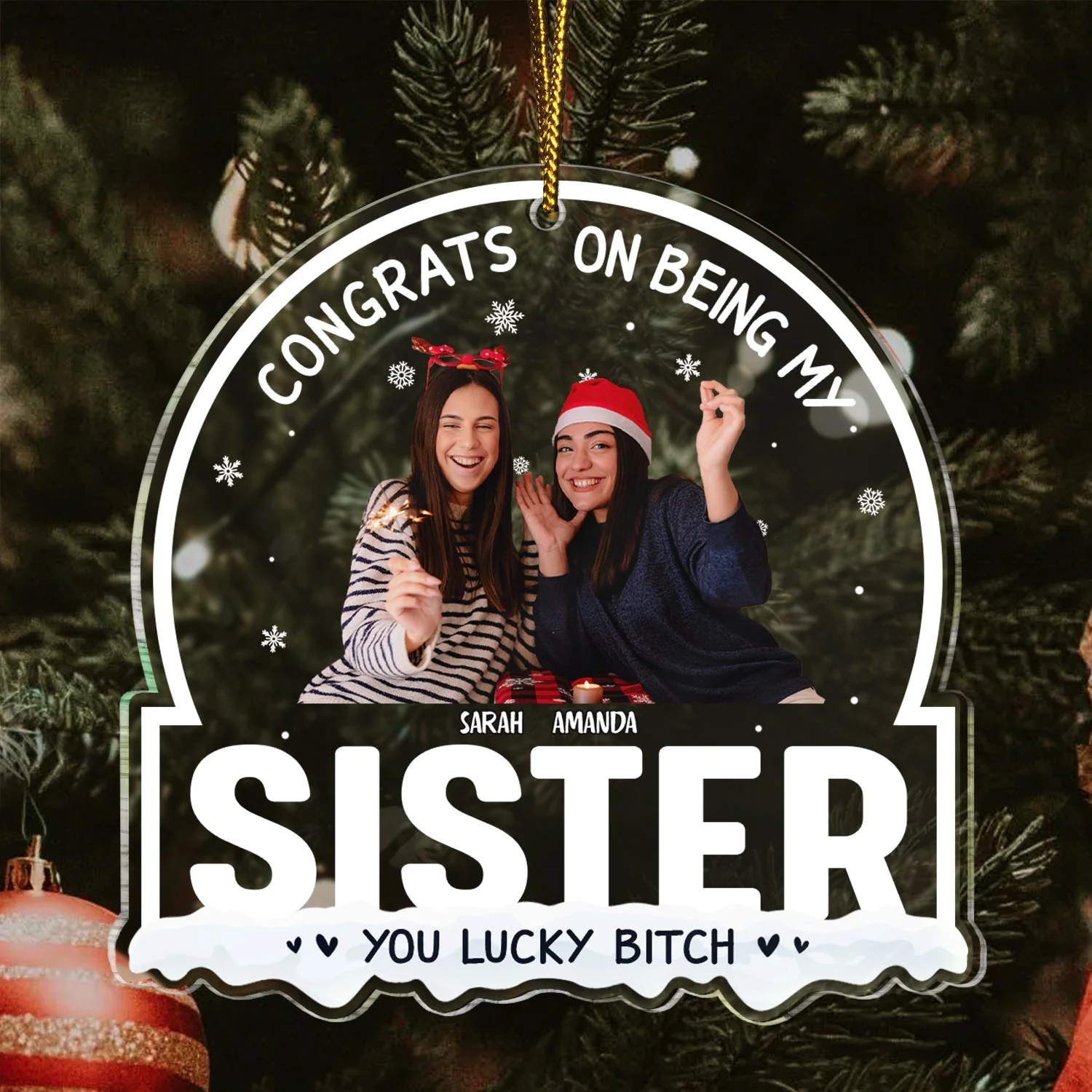 Christmas Custom Photo Congrats On Being My Bestie - Gift For Bestie - Personalized Custom Shaped Acrylic Ornament - Image 4