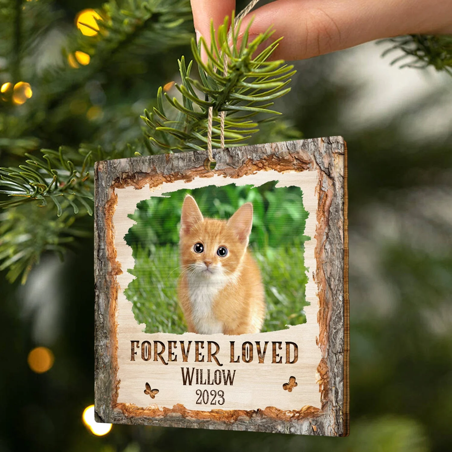 Christmas Custom Photo Memorial Forever Loved - Memorial Gift - Personalized Custom Shaped Wooden Ornament - Image 2