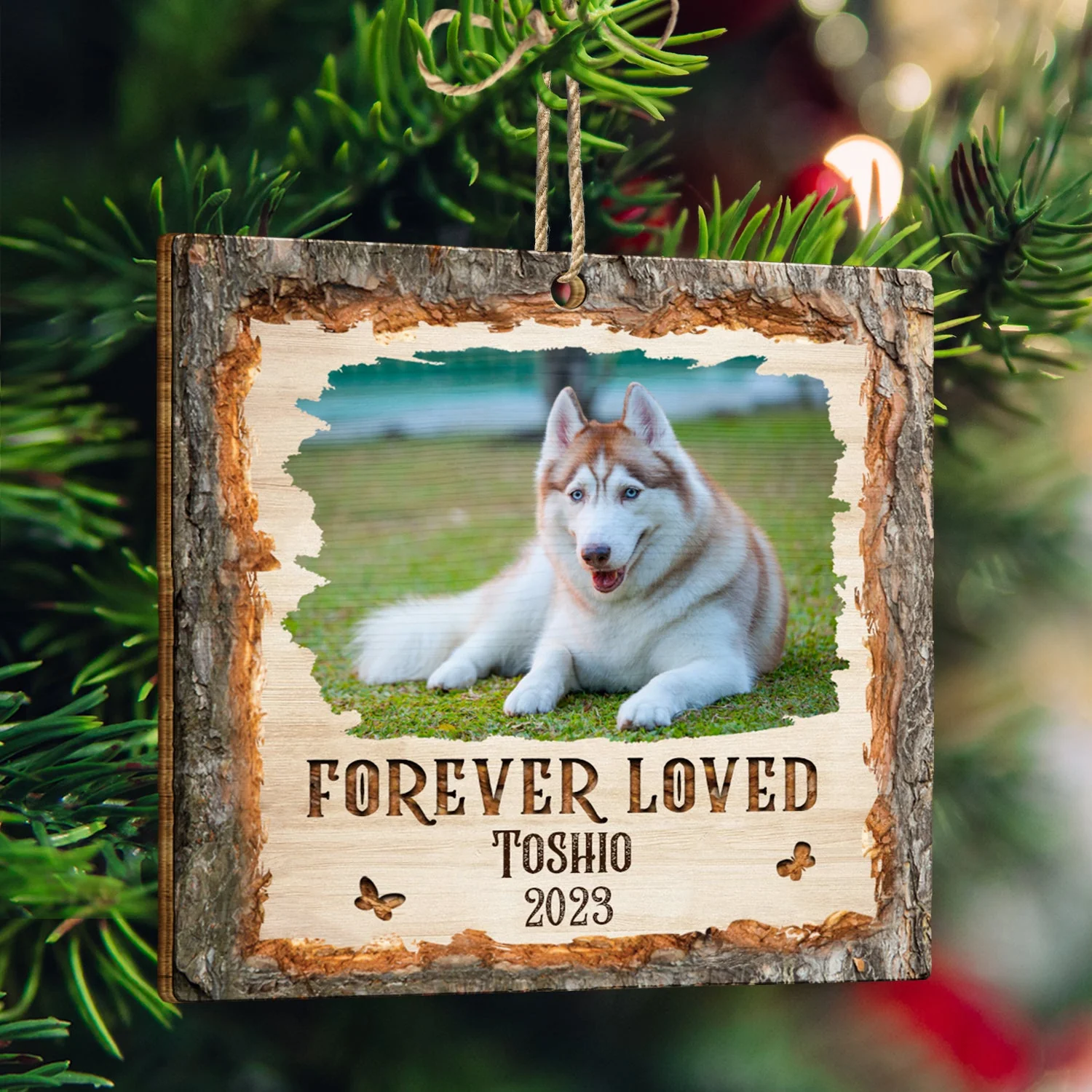Christmas Custom Photo Memorial Forever Loved - Memorial Gift - Personalized Custom Shaped Wooden Ornament - Image 3
