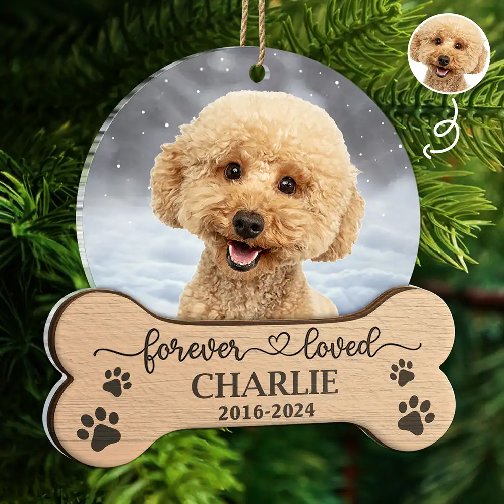 Christmas Custom Photo Memorial Forever Loved - Personalized 2-Layered Mix Ornament