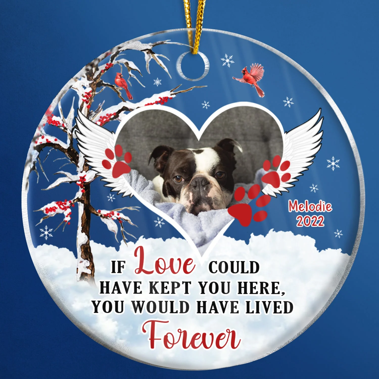 Christmas Custom Photo Memorial Pet Lovers If Love Could Have Kept You - Personalized Custom Circle Acrylic Ornament - Image 4
