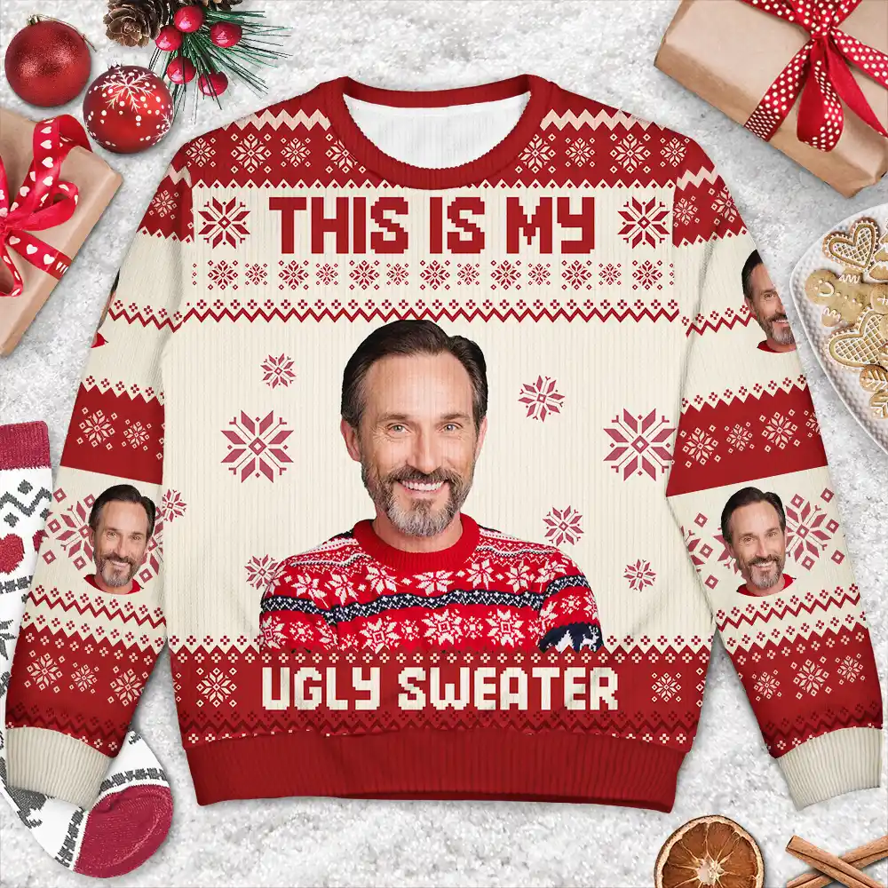 Christmas Custom Photo This Is My Ugly Sweater - Personalized Unisex Ugly Sweater - Image 4