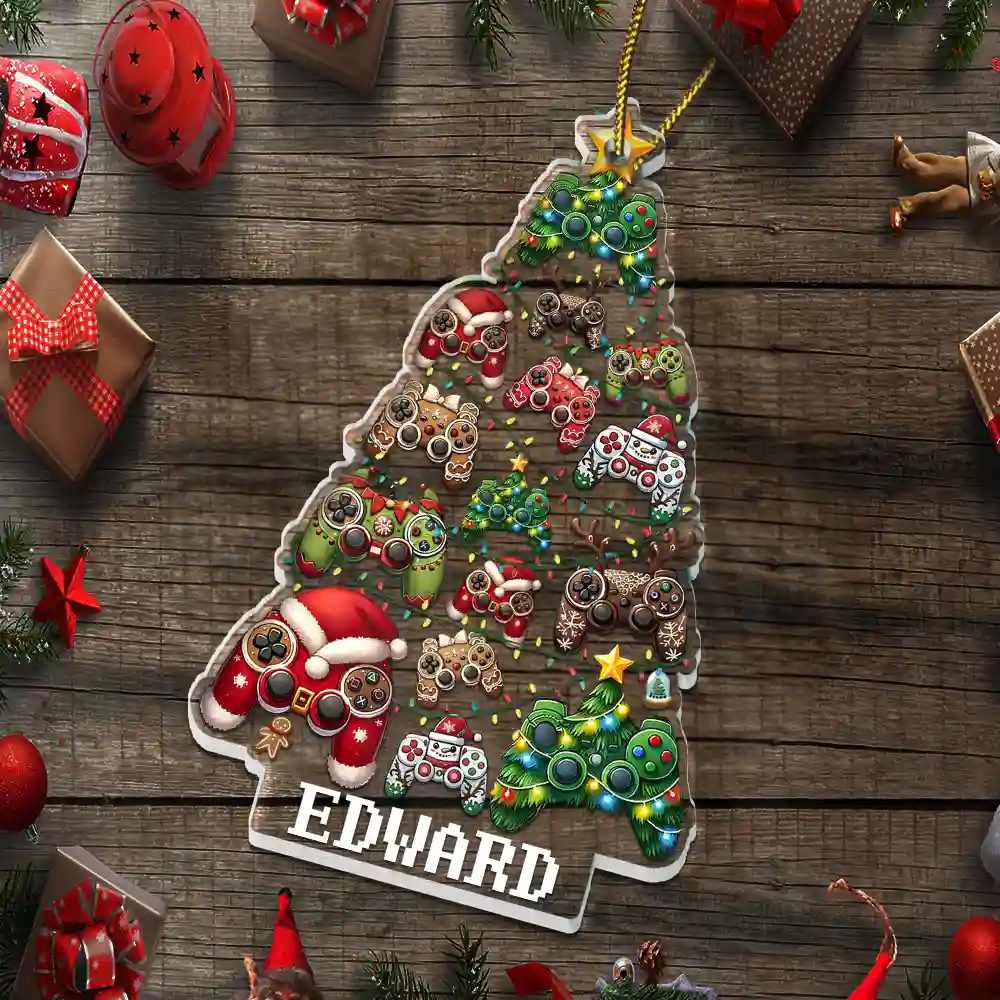 Christmas Decoration For Gamer - Personalized Custom Shaped Acrylic Ornament - Image 6