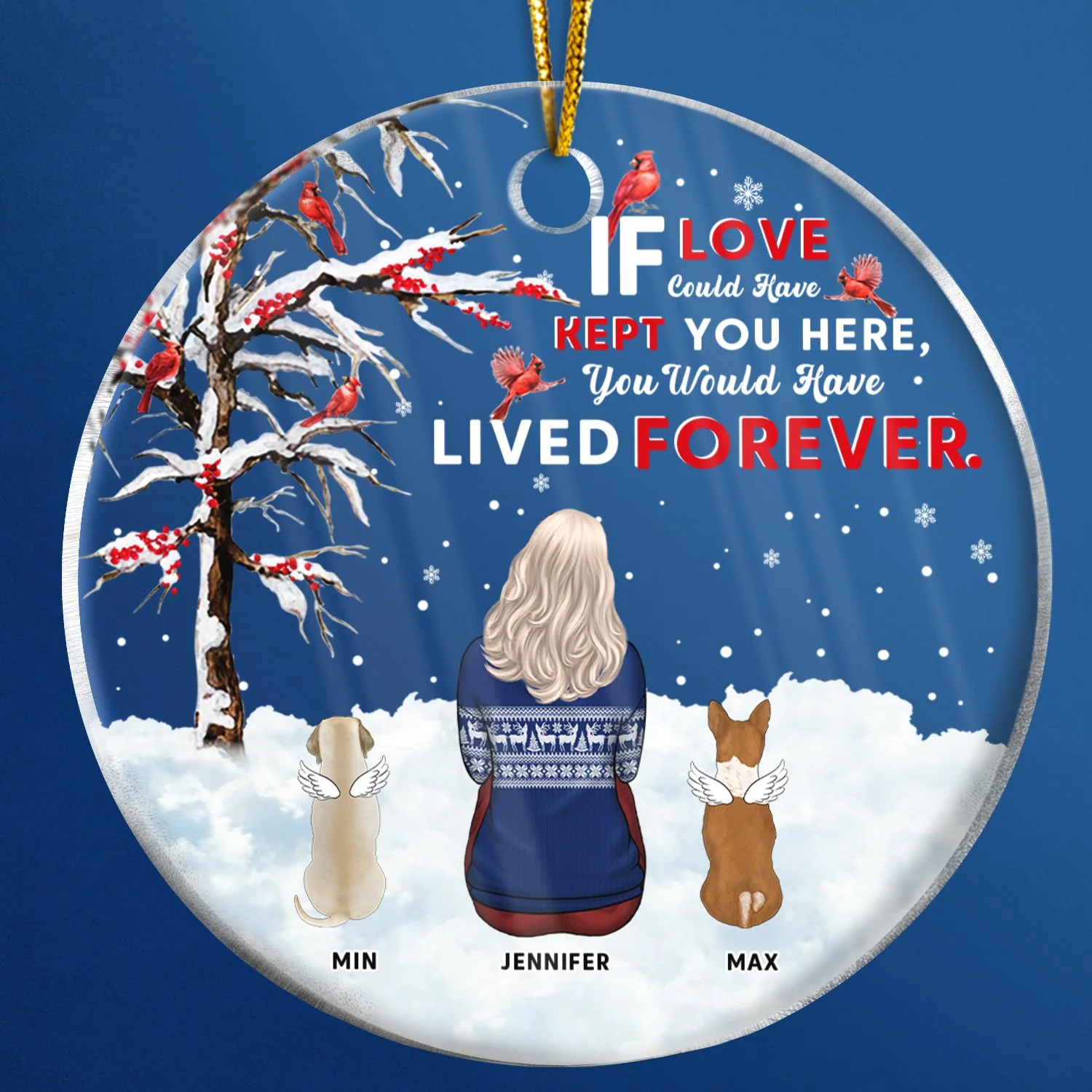 Christmas Dog Memorial If Love Could Have Kept You Here - Personalized Custom Circle Acrylic Ornament - Image 4
