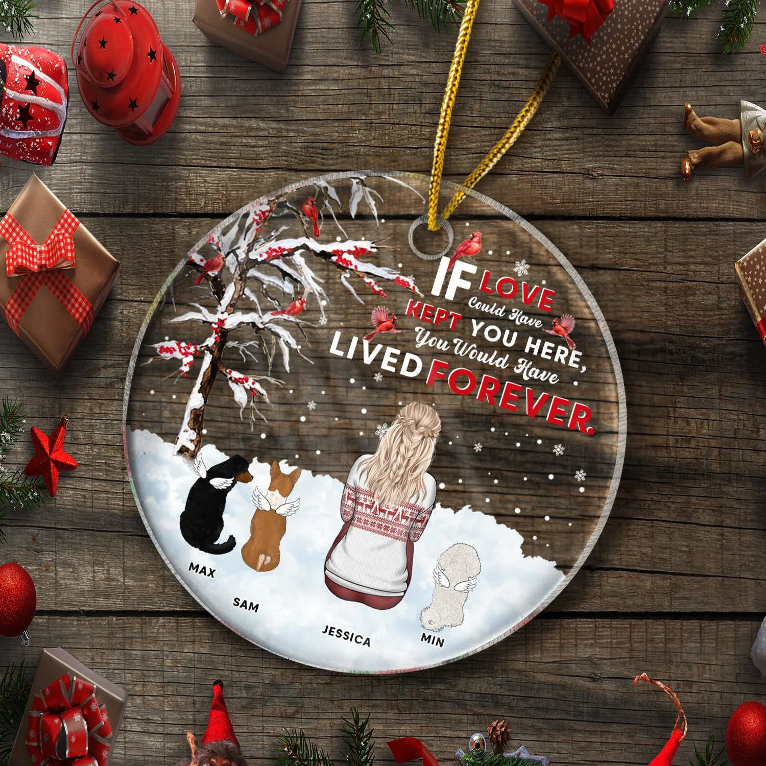 Christmas Dog Memorial If Love Could Have Kept You Here - Personalized Custom Circle Acrylic Ornament - Image 5