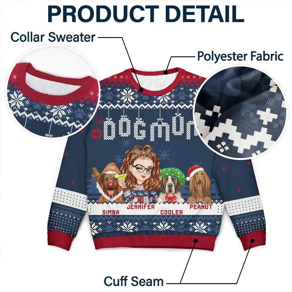 Christmas Dog Mom Mum - Personalized Unisex Ugly Sweater - Image 6