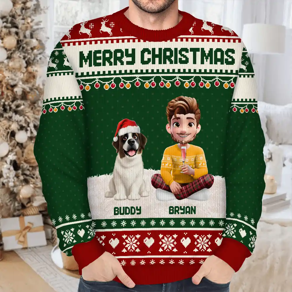 Christmas Family 3D Effect Couple Parent - Personalized Unisex Ugly Sweater - Image 4