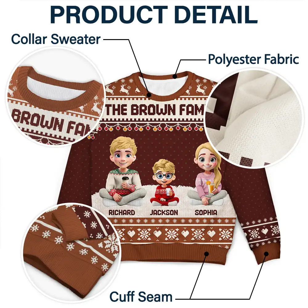 Christmas Family 3D Effect Couple Parent - Personalized Unisex Ugly Sweater - Image 6