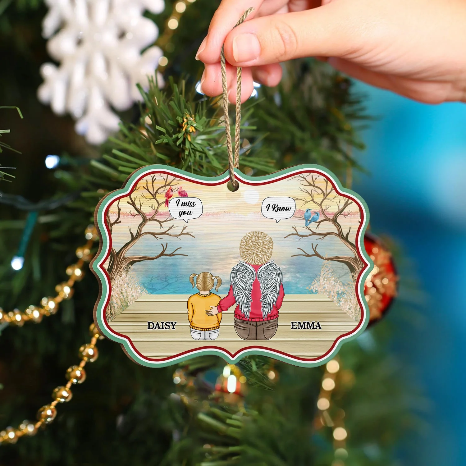 Christmas Family A Letter From Heaven To You - Memorial Gift - Personalized Wooden Card With Pop Out Medallion Ornament - Image 2