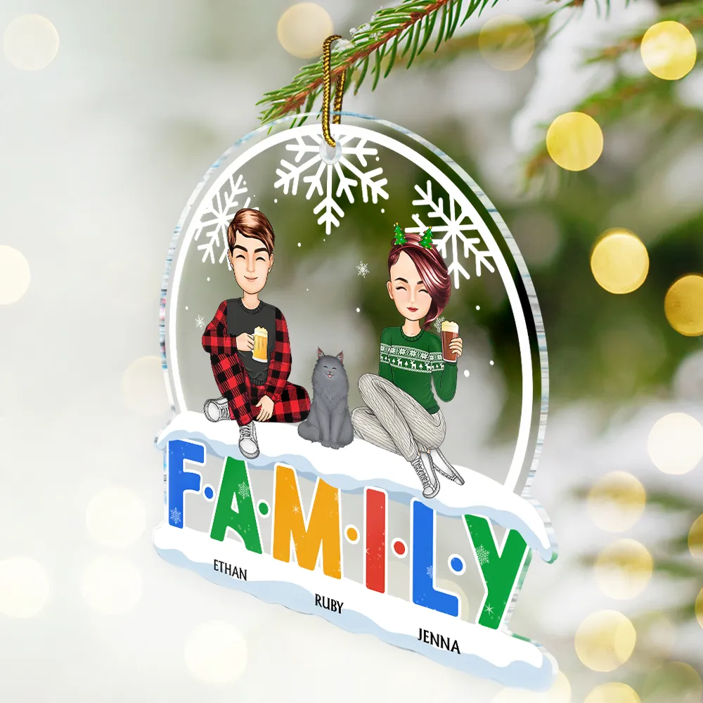 Christmas Family A Whole Lot Of Love - Personalized Custom Shaped Acrylic Ornament - Image 2