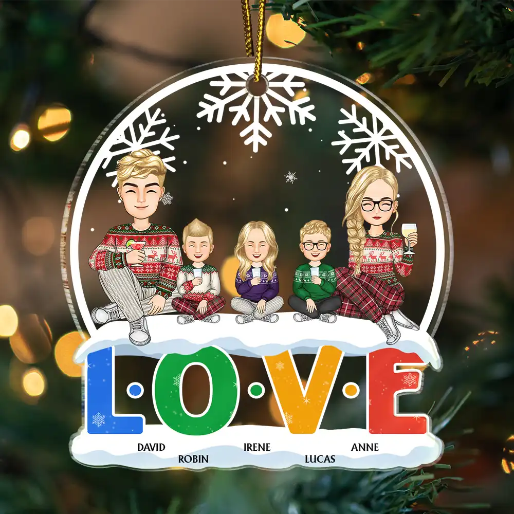 Christmas Family A Whole Lot Of Love - Personalized Custom Shaped Acrylic Ornament - Image 3