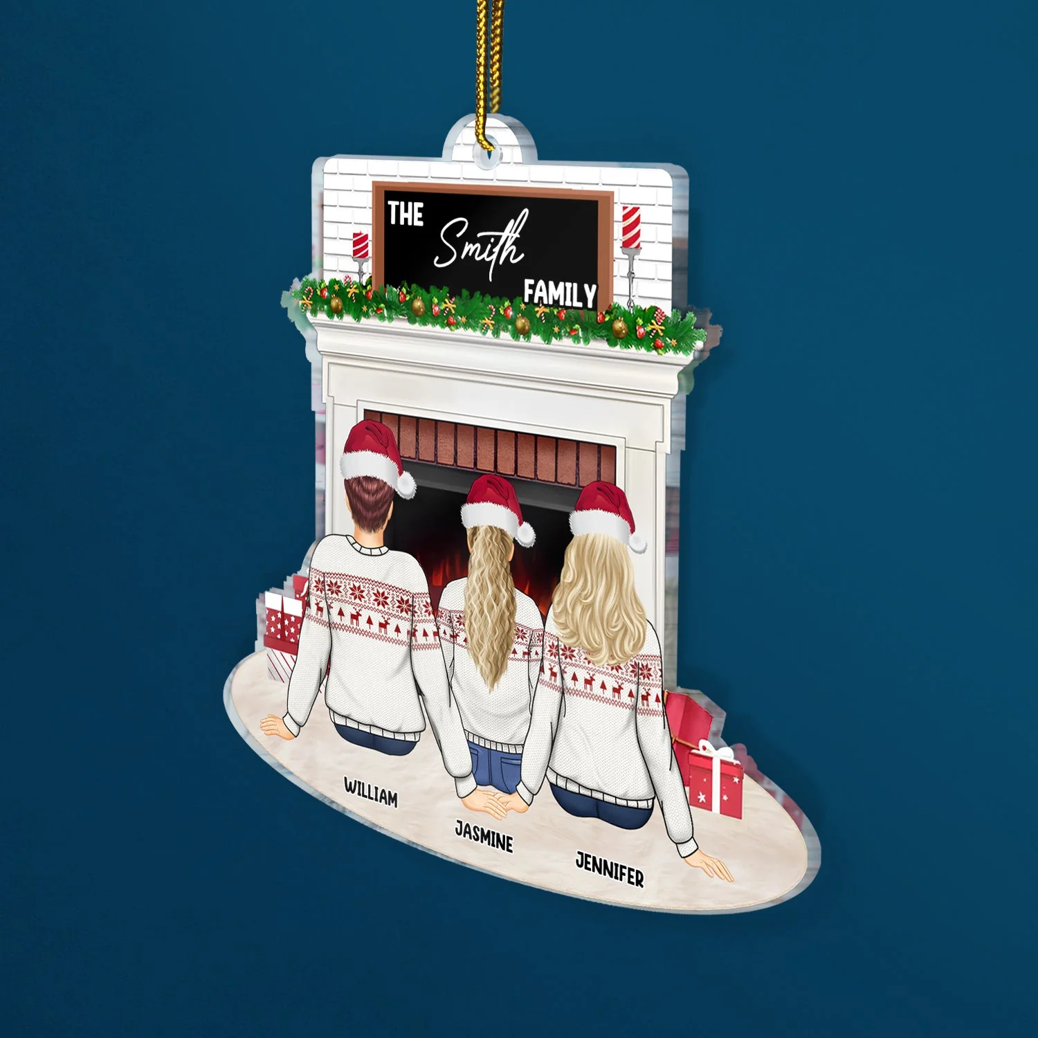 Christmas Family Backside Custom Name - Gift For Family - Personalized Cutout Acrylic Ornament - Image 2