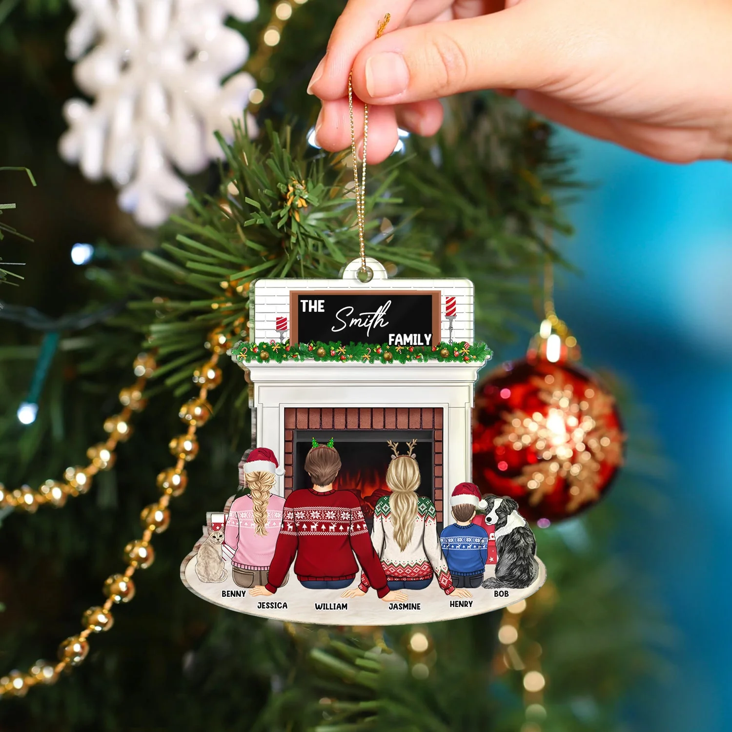 Christmas Family Backside Custom Name - Gift For Family - Personalized Cutout Acrylic Ornament - Image 4